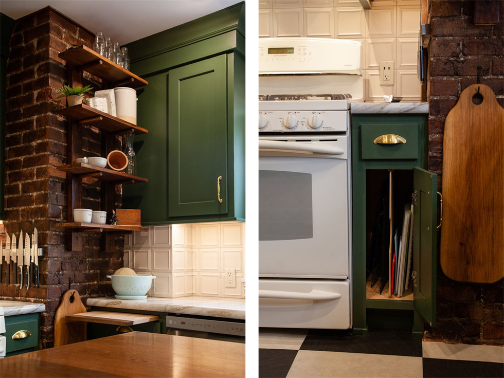 Traditional style green kitchen cabinetry