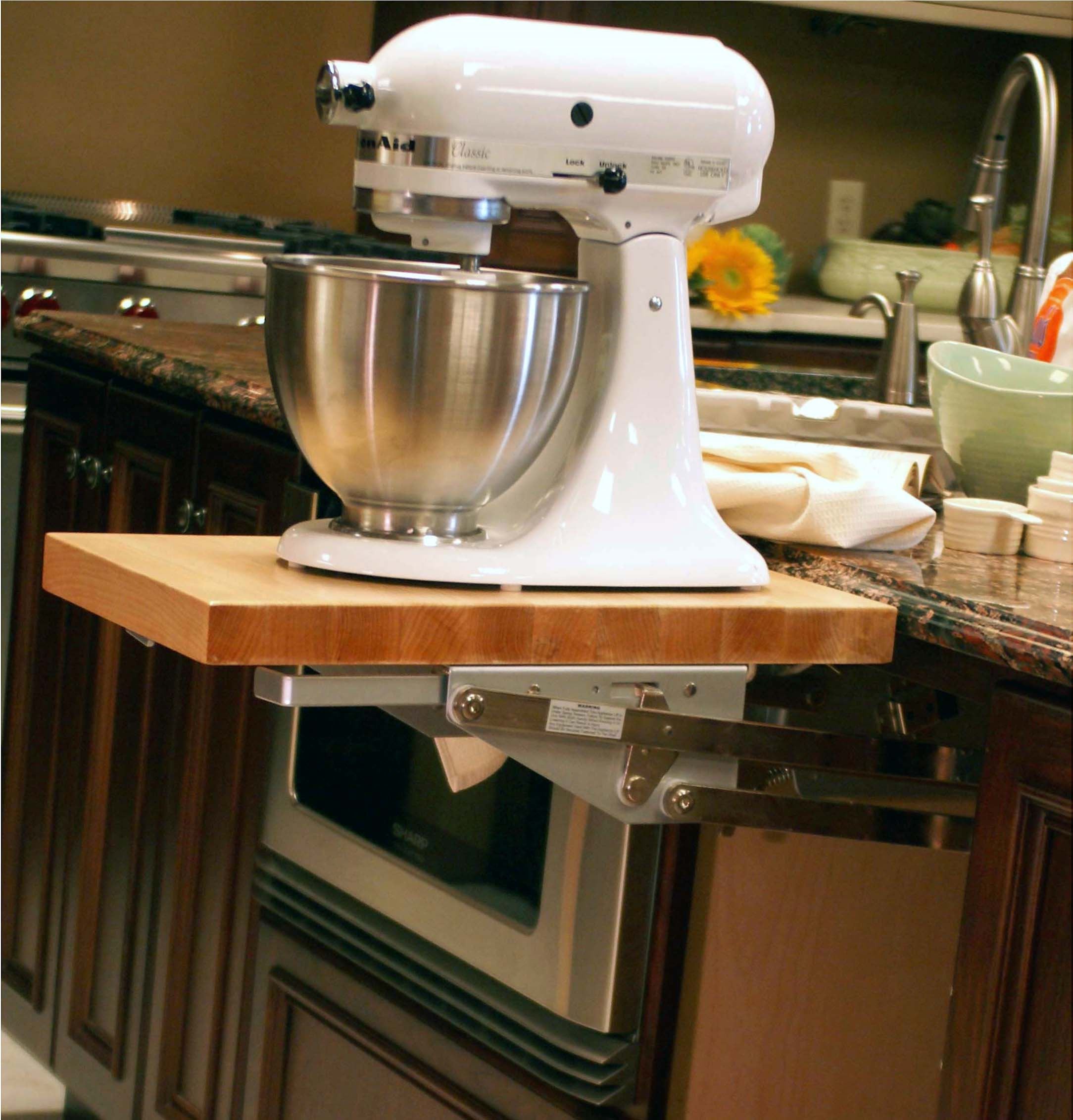 Liance Solutions Storage Custom Wood Products Pop Up Mixer Shelf