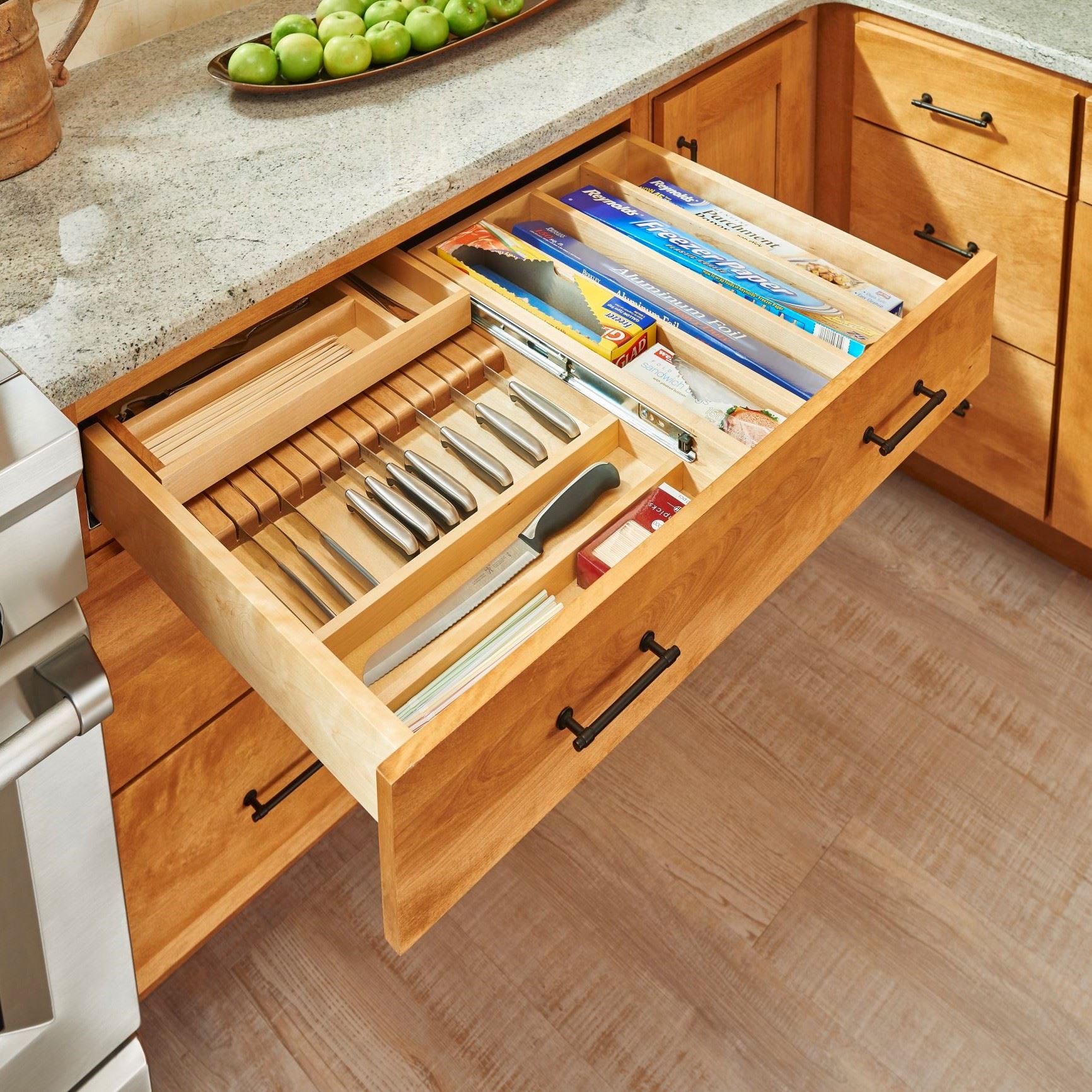 Custom Silverware Drawer Organizer, Maple 