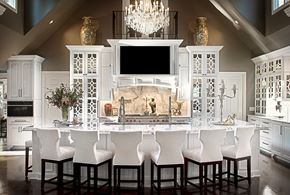 Mirrored Mullions, Custom Wood Products, White Chairs, Kitchen Cabinets, White Kitchen